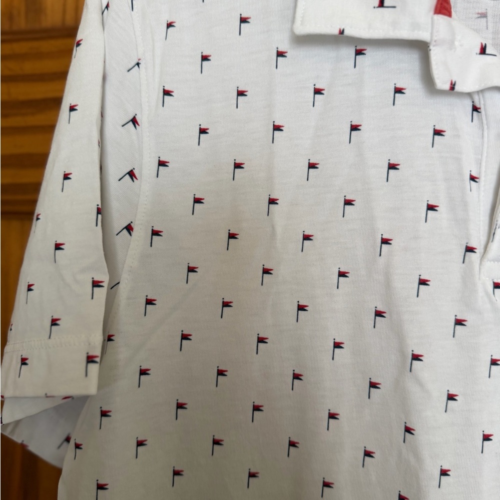 UNTUCKit White Polo with Red Flag Print - Picture 2 of 7